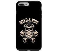 Skull with Goggles and Crossed Pistons Biker Artwork Carcasa para iPhone 7 Plus/8 Plus