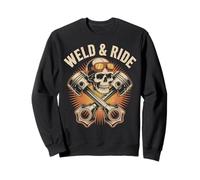 Skull with Goggles and Crossed Pistons Biker Artwork Sudadera