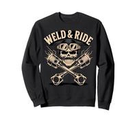 Skull with Goggles and Crossed Pistons Biker Artwork Sudadera