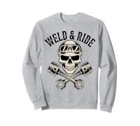 Skull with Goggles and Crossed Pistons Biker Artwork Sudadera