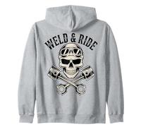 Skull with Goggles and Crossed Pistons Biker Artwork Sudadera con Capucha