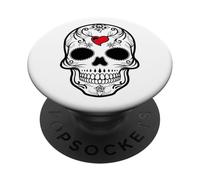 Skull with Red Heart PopSockets PopGrip Adhesivo