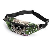 Skulls and Tropical Leaves Tribal Arrows Boho Fanny Pack, Riñonera Deportiva para niños Adultos para Hombres y Mujeres