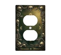 Skulls - Cubiertas dúplex para pared, diseño gótico de serpientes oscuras sangre, Halloween, plástico negro, tamaño estándar, para dormitorio, baño, cocina, entrada, decoración