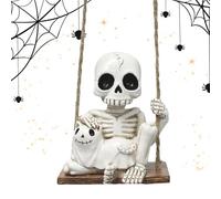 Skulls Decor, Halloween Skull Ornament, White Color, Lightweight Hanging Accessory, Sturdy Weatherproof Design, Swinging Ghost Dog Pendant for Car Mirror Garden Tree Fence Door