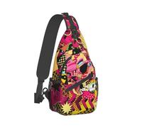 Skulls Doodle Crossbody Sling Mochila Sling Bag Moda Pecho Bolsa Cinturón Mochila para Viajes Correr Senderismo