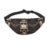 Skulls Fanny Pack - Riñonera ajustable grande con cinturón de viaje unisex, Black, Talla única, Mochila informal