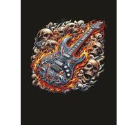 Skulls, Flames and Guitar Notebook: 8.5 x 11 Blank Lined Journals - Great Gift for Music & Guitar Lovers, Birthdays or School