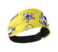 Skulls Pirata Amarillo Escarlata Antideslizante? Diadema gruesa elástica para deportes atléticos, baloncesto, deportes, gimnasio, diadema para mujer