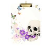 Skulls Purple Flowers Butterfly Ink Wash Painting Acrylic Engineer Clipboard Standard Letter A4 Size Acrylic Cute for Classroom Supplies for Teachers Elementary Gold 12 x 9 pulgadas Tabla para