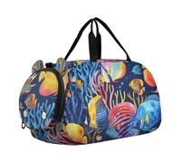 Skulls Red Roses - Bolsa de lona para niños pequeños, bolsas de fin de semana para viajes, deportes, baile, Azul (Vibrant Corals Fish Blue), Classic