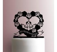 Skulls Till Death Do Us Part - Decoración acrílica para tartas de 7 pulgadas de ancho/verde claro
