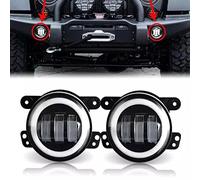 SKUNTUGUANG 2 luces antiniebla LED redondas negras de 30 W con anillo halo DRL compatibles con Wrangler