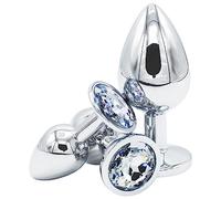 SKURK - 3X Plug Anales Jugetes Sexuales para Mujer y Hombre Butt Plug in Acero inoxidable Plug Anal Set de Tres Tamaños S+M+L Dilatador Anal Higiénico y fácil de Limpiar