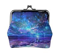 Sky Beach Lovers Imprimir Monedero pequeño Kiss-Lock Bolsa de Cuero Cambiar Monedero Regalos para Hombres Mujeres