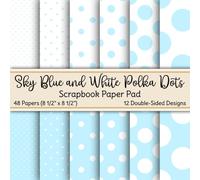 Sky Blue and White Polka Dots Scrapbook Paper Pad: 48 Pages of Non-Perforated, Double-Sided, Decorative, 8.5" x 8.5" Paper for Scrapbooking, Collage, ... Art, Decorating, and Other Craft Projects