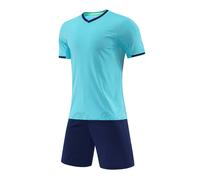 (Sky Blue Blank, M Height 160-165CM) Football Jersey Men Boys Customize Soccer Uniforms Kit Sports Clothes Women Futbol Sportswear Training