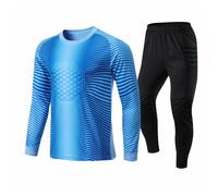 (Sky Blue, EUR L) Men Kid Football Goalkeeper Sets , Boys Soccer goalkeeper Uniforms Training Suit Protection Kits Pants Futbol Shirts
