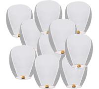 Sky Chinese Lanterns - Paquete de 10 faroles de papel conmemorativos grandes para cumpleaños, boda, funeral, Navidad, para pedir deseos (blanco)