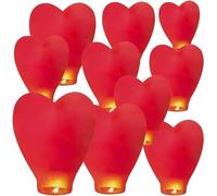 Sky Chinese Lanterns - Paquete de 10 linternas de cielo para liberar en memoria, color amor, linternas de papel conmemorativas, cumpleaños, boda, funeral, Navidad para pedir deseos (corazón rojo)