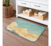Sky Cloud Dreamy - Tapete de baño de secado rápido, color azul pastel y naranja suave, absorbente, antideslizante, tapete de ducha moderno de espuma viscoelástica, lavable, para baño, baño, baño