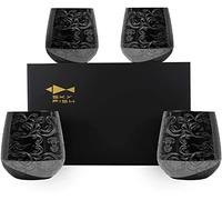 SKY FISH Copas de Vino de Acero Inoxidable Sin Tallo, Juego de 4 Copas de Cóctel, 18 Onzas, Negro.