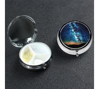 Sky Full of Stars - Pastillero de metal con 3 compartimentos, organizador de pastillas de viaje portátil para bolsillo o bolso, caja redonda decorativa para medicinas, contenedor de vitaminas