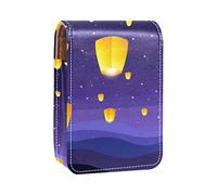 Sky Lantern - Estuche portátil para lápiz labial, mini caja de almacenamiento de lápiz labial, estuche organizador de lápiz labial con espejo para mujer, Varios colores, 9.5x2x7 cm/3.7x0.8x2.7 in