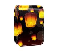 Sky Lantern Festival - Estuche portátil para lápiz labial, mini caja de almacenamiento de lápiz labial, estuche organizador de lápiz labial con espejo para mujer, Varios colores, 9.5x2x7 cm/3.7x0.8x2.7 in