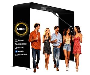 Sky Overhead - Cabina de fotos de 360 grados para fiestas, rotación rápida y lenta con control remoto, anillo de luz RGB, logotipo personalizado, para 7-15 personas, adecuado para fiestas, bodas