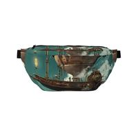 Sky Scenery Steampunk Airship Sling Bag - Bolsa bandolera para mujeres y hombres, bolsa de hombro cruzada, mochila pequeña para viajes y senderismo, multicolor, Talla única, Mochila de senderismo