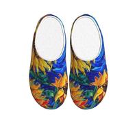 Sky Sunflower - Pantuflas de franela para hombre, antideslizantes, cálidas, para invierno, para interiores y exteriores, multicolor, X-Small Men/ XX-Large Women
