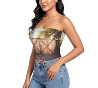 Sky Through The Tree - Brasier sin tirantes para mujer, Puerta rústica de madera, XXL