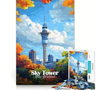Sky Tower, Nueva Zelanda Rompecabezas de 1000 Piezas para Adolescentes Recuerda, Mejora, Mente Tranquila, Arte de Corte Claro, Coleccionable 50x75cm