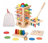 SKYAMBITION Montessori - Juego de mesa de madera para niños de 3, 4, 5, 6 años, 5 en 1, habilidades motoras finas y aprendizaje de matemáticas, juguete para niños de 4 a 6 años, juego colorido de
