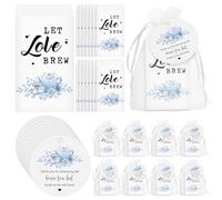Skybooly 50 juegos de recuerdos de fiesta de té para invitados que incluyen bolsas de té y paquetes, sobres de papel kraft autoadhesivos, etiquetas de agradecimiento, bolsas de organza, regalos de