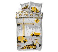 SkyBrands Ropa de cama infantil de 100 x 135 cm, 40 x 60 cm, funda de almohada [algodón] Tractor ropa de cama excavadora ropa de cama obra obra