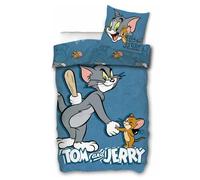 SkyBrands Tom & Jerry - Juego de funda nórdica y funda de almohada (135 x 200 cm, funda de almohada de 80 x 80 cm, reversible, diseño de Tom y Jerry, 100 algodón, estándar Ko-Tex 100)