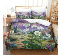 SkyClouf Anémone Fabricación 3D Ropa De Dormir Juego De Tres Piezas Anémone Funda De Edredón Microfibra Superior Funda De Almohada Incluida Delicado Y Lavable Super King(260x220cm)