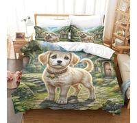 SkyClouf Beagle Fabricación 3D Ropa De Dormir Juego De Tres Piezas Beagle Funda De Edredón Fibra Ultrafina Funda De Almohada Incluida Delicado Y Lavable King(220x240cm)