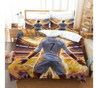 SkyClouf Cristiano Ronaldo Fabricación 3D Ropa De Dormir Juego De Tres Piezas Cristiano Ronaldo Funda Nórdica Fibra Ultrafina Encajado con Cremallera Delicado Y Lavable King(220x240cm)
