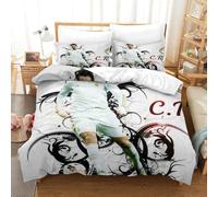 SkyClouf Cristiano Ronaldo Fabricación 3D Ropa De Dormir Juego De Tres Piezas Cristiano Ronaldo Funda Nórdica Microfibra Superior Funda De Almohada Incluida Delicado Y Lavable King(220x240cm)