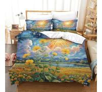 SkyClouf Flor de Honeysuckle Fabricación 3D Ropa De Dormir Juego De Tres Piezas Flor de Honeysuckle Funda De Edredón Fibra Ultrafina Encajado con Cremallera Delicado Y Lavable Super King(260x220cm)