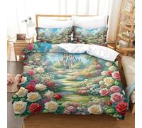 SkyClouf Rosa Fabricación 3D Ropa De Dormir Juego De Tres Piezas Rosa Funda Nórdica Fibra Ultrafina Funda De Almohada Incluida Suave Y Fácil De Mantener Super King(260x220cm)