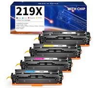 Skydo 219X Tóner (con Chip) Compatible para HP 219X 219A Toner para Laserjet Pro 3202dn, 3202dw, Color Laserjet Pro MFP 3302fdn, 3302fdng, 3302fdw, 3302fdwg (1Negro, 1Cian, 1Magenta, 1Amarillo)
