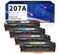Skydo Tóner 207A W2211A con Chip Compatible con HP 207A w2210a M283fdw | para HP Color LaserJet Pro MFP M283fdw M255dw M282nw M283fdn M255nw W2212A 207X W2210X W2213A (Negro Cian Amarillo Magenta)