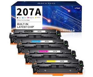 Skydo Tóner 207A W2211A con Chip Compatible para HP 207A w2210a 207X w2210x para HP Color LaserJet Pro MFP M283fdw M255dw M282nw M283fdn M255nw W2212A W2213A (Negro Cian Amarillo Magenta, 4-Pack)
