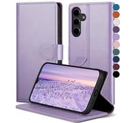 SkyDuck Funda para Samsung Galaxy A15 5G,con 1 Protector Pantalla Cristal Templado,Funda para Samsung Galaxy A15 5G[Bloqueo RFID][de Cuero PU][Ranura para Tarjeta]carcasa para Samsung A15,Lila Violeta