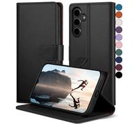 SkyDuck Funda para Samsung Galaxy A25 5G,con 1 Protector Pantalla Cristal Templado,Funda para Samsung Galaxy A25 5G [Bloqueo RFID][de Cuero PU][Ranura para Tarjeta] Carcasa para Samsung A25,Negro