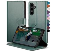 SkyDuck Funda para Samsung Galaxy A54 5G,con 1 Protector Pantalla Cristal Templado,Funda para Samsung Galaxy A54 5G [Bloqueo RFID][de Cuero PU][Ranura para Tarjeta]carcasa para Samsung A54,Verde Claro